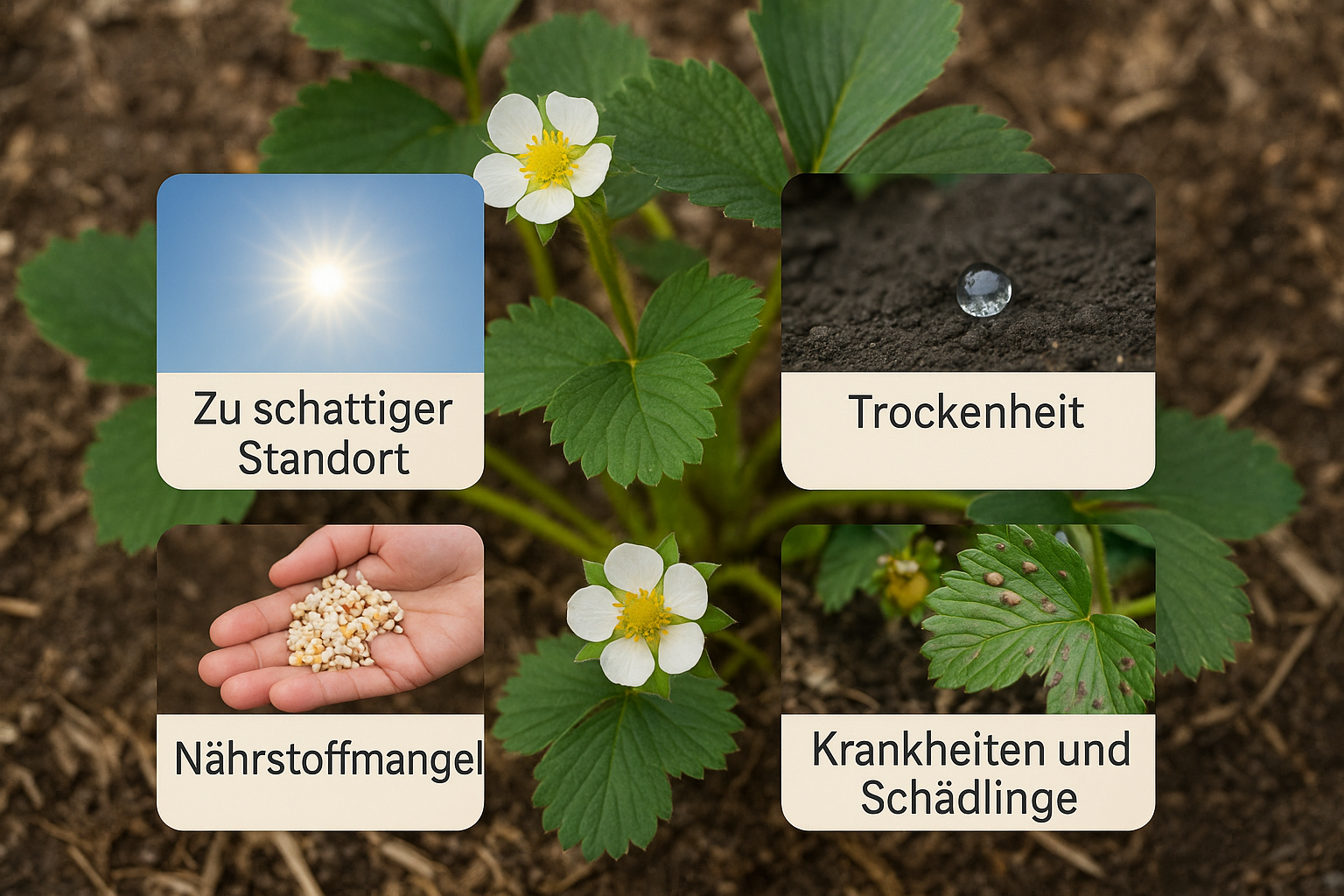 4 Gründe warum Erdbeerpflanzen keine Früchte tragen – Ursachen & Lösungen